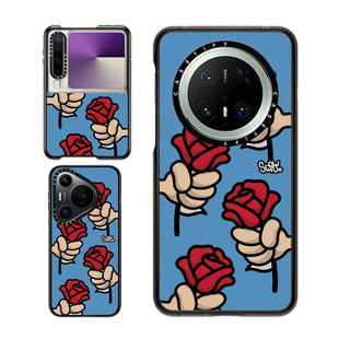 现货CASETiFY放下爱Vibes适用华为mate70 Pro手机壳Ultra/Mate60/P70Pro个性街头潮流涂鸦蓝底玫瑰防摔保护套