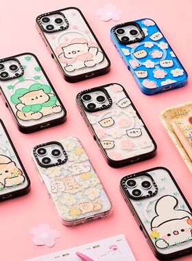 现货CASETiFY毛绒绒星人适用苹果iPhone16 pro max磁吸手机壳15/14/13插画艺术可爱情侣猫咪治愈防摔保护套12