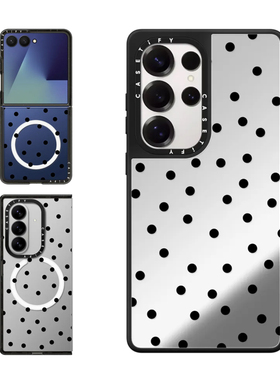 现货CASETiFY经典黑色圆点适用于三星S24/S25 Ultra手机壳Z Flip7/Z Fold 6/5小众简约高端透明防摔保护套s23