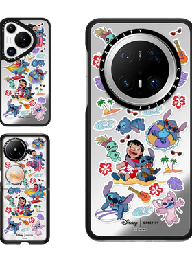 现货CASETiFY联名迪士尼史迪奇星际宝贝贴纸满印适用华为P70 Pro手机壳Ultra/Pocket 2折叠Mate60卡通限量套