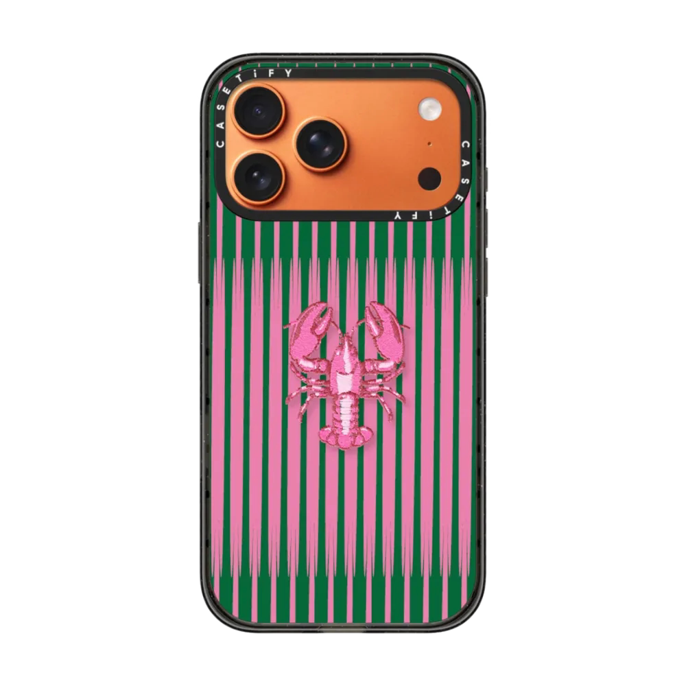现货CASETiFY刺绣小龙虾粉绿条纹适用苹果iPhone17pro max手机壳16/15/14磁吸13创意12艺术轻奢air保护套plus