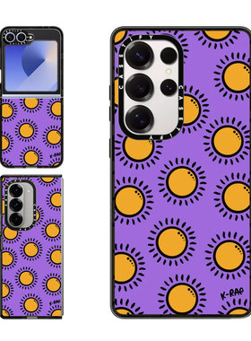 现货CASETiFY阳光明媚的日子适用三星S24/S25 Ultra手机壳Z Flip 6/Z Fold 5创意紫色自然艺术太阳保护套s23