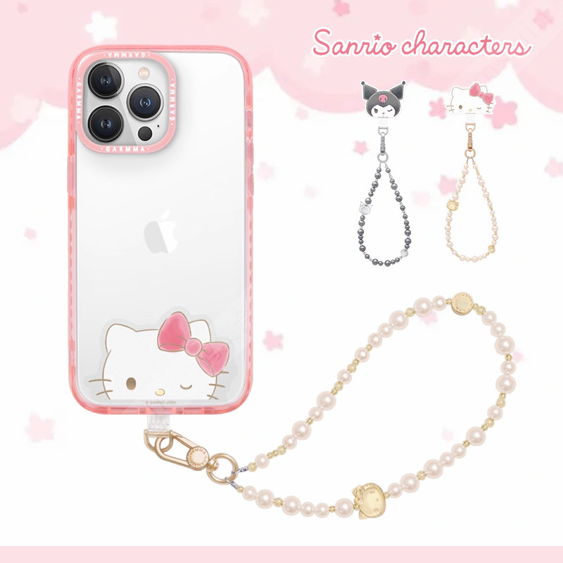 GARMMA三丽鸥凯蒂猫酷洛米珍珠串珠防丢手机挂链手腕带挂件吊饰品