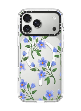 现货CASETiFY正品蓝色花卉适用苹果iPhone17 pro max磁吸手机壳16/15/14香港潮牌13小众清新ins透明保护套12