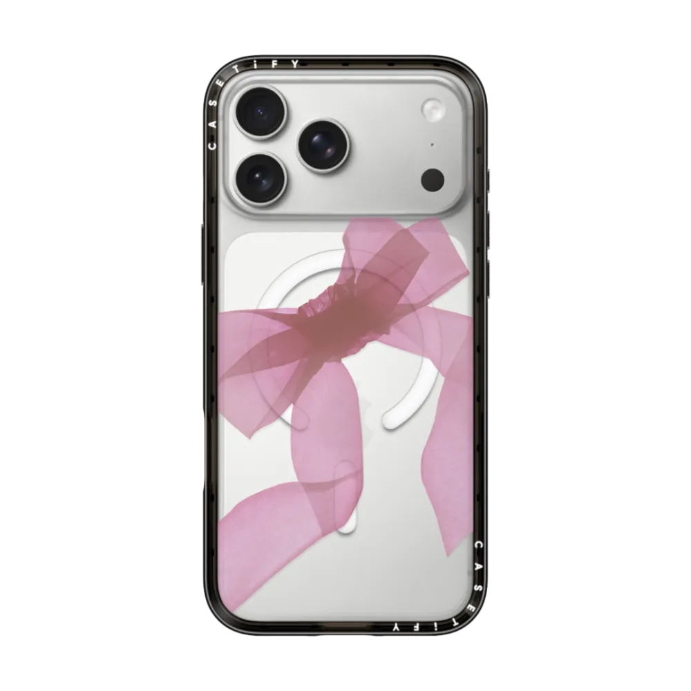 现货CASETiFY粉色欧根纱蝴蝶结适用苹果iPhone17 pro max磁吸手机壳16/15/14时尚13潮牌小众高端12透明保护套