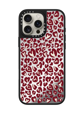 现货CASETiFY豹纹小爱心红色适用苹果iPhone16 pro max磁吸手机壳15/14/13时尚潮牌小众高级感浪漫情人节套12