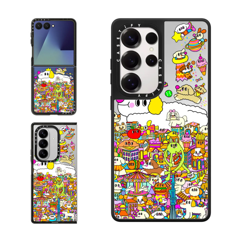 现货CASETiFY贵宾犬涂鸦乐园适用三星S24/S25 Ultra手机壳Z Flip7/Z Fold 6/5小众趣味艺术卡通防摔保护套s23
