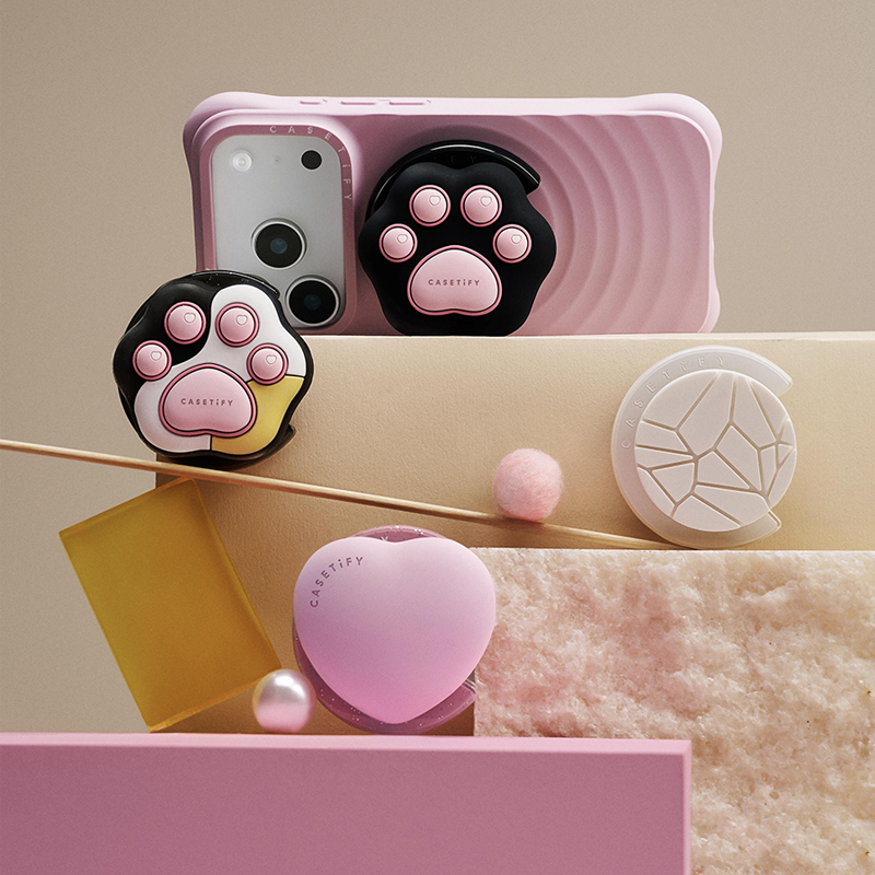 现货CASETiFY立体砰砰爱心猫爪磁CMagsafe磁吸气囊手机支架指环扣
