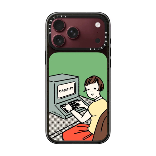 CASETiFY打字绿色底复古手机壳