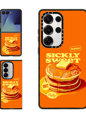 现货CASETiFY病态甜煎饼绚丽橙色适用三星S24/S25 Ultra手机壳Z Flip7/Z Fold 6/5个性创意高端防摔保护套s23