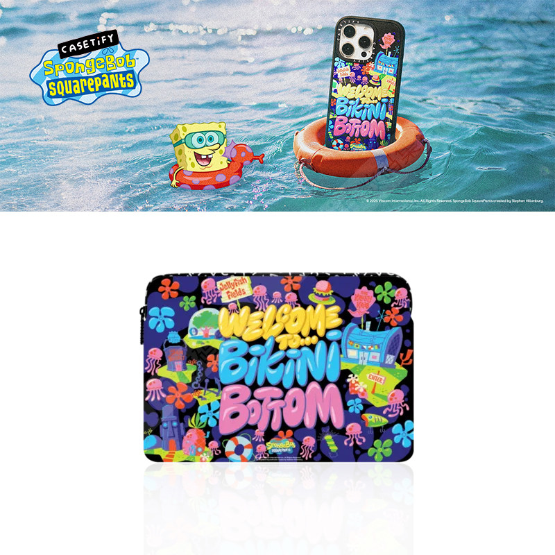 CASETiFY联名海绵宝宝卡通可爱度假风适用苹果iPad/MacBook Pro 13/16寸笔记本电脑包海绵内胆包袋防摔保护套