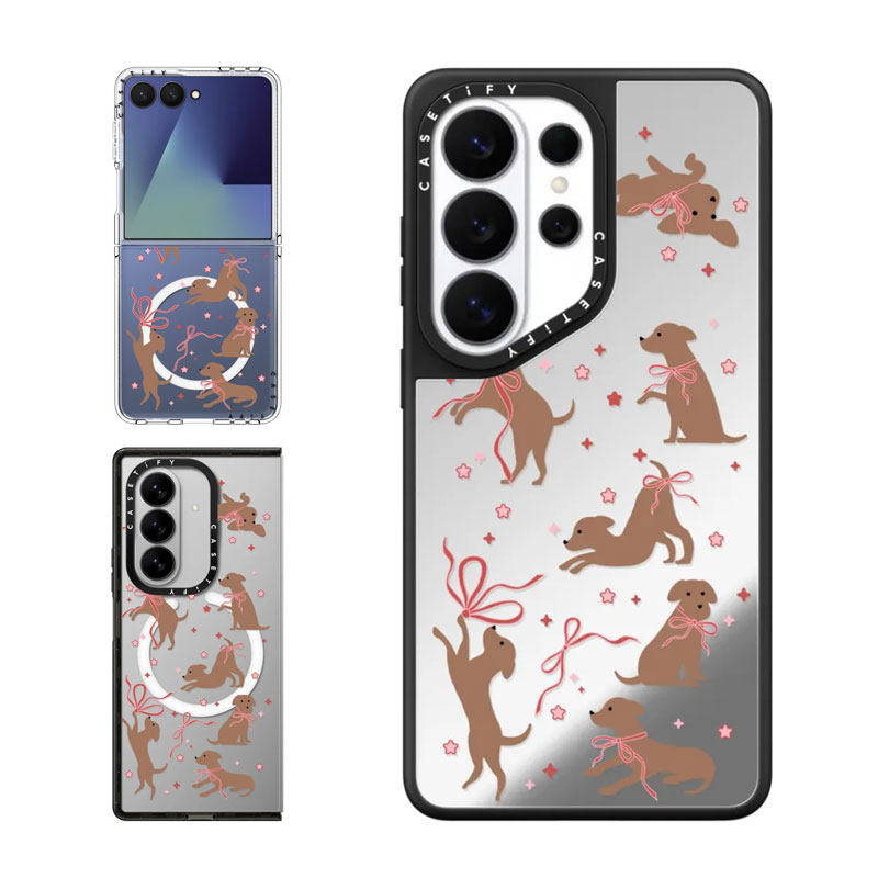 现货CASETiFY宠物系列小狗与蝴蝶结适用三星S25/S26 Ultra手机壳Z Flip7/Z Fold 6/5小众趣味可爱保护套s24+