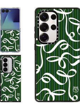 现货CASETiFY复古绿色缎带蝴蝶结适用三星S24/S25 Ultra手机壳Z Flip7/Z Fold 6/5小众轻奢全包防摔保护套s23