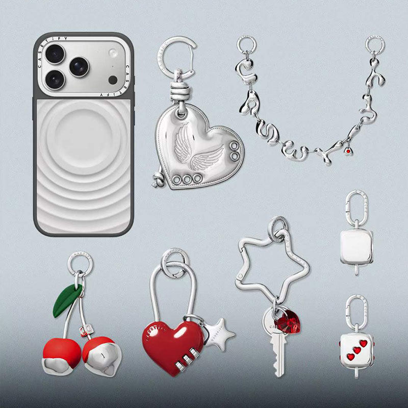 现货CASETiFY权志龙联名爱心泡芙包挂手机挂链钥匙圈手袋吊挂扣件