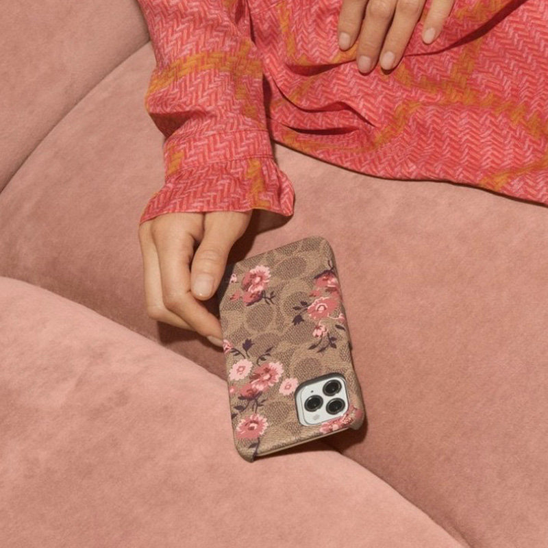 coach/蔻驰适用苹果iphone14promax手机壳13高端奢华皮质经典老花