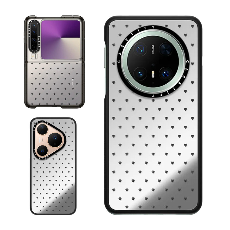 现货CASETiFY黑色爱心波点适用于华为Pura 80 Pro手机壳Ultra/Pocket 2折叠Mate70Pro+时尚pura x防摔保护套