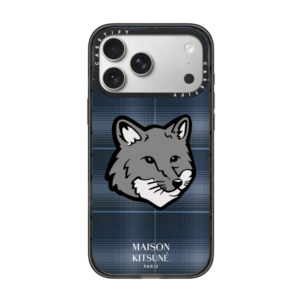 现货CASETiFY联名Maison Kitsune狐狸之家logo蓝色格纹适用苹果iPhone17 pro max磁吸手机壳16/15/14限定套13