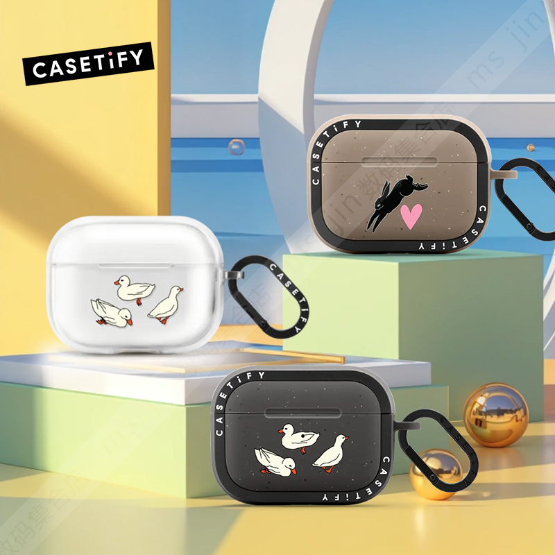 CASETiFY复古怀旧艺术小兔子鸭子适用苹果Airpods pro 2代无线蓝牙耳机保护套Airpods 3/4代软壳卡通可爱防摔