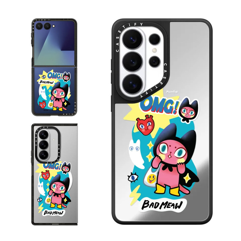 现货CASETiFY Oh Wow!适用于三星S25/S26 Ultra手机壳Z Flip7/Z Fold 6/5卡通可爱搞怪萌趣猫咪防摔保护套s24