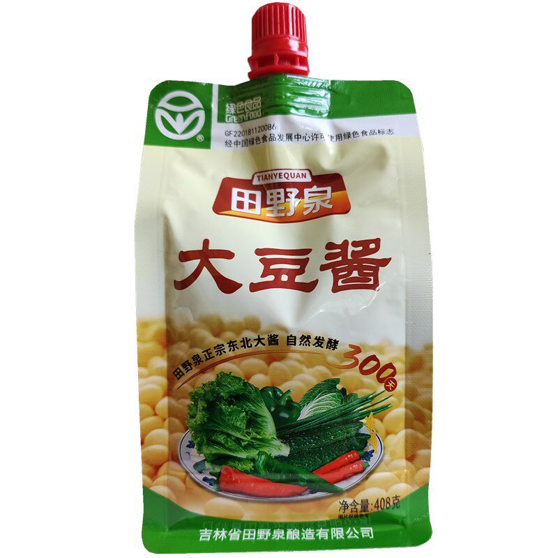 田野泉大豆酱408g农家酱东北大酱臭酱蘸菜酱田野泉黄豆酱450g包邮