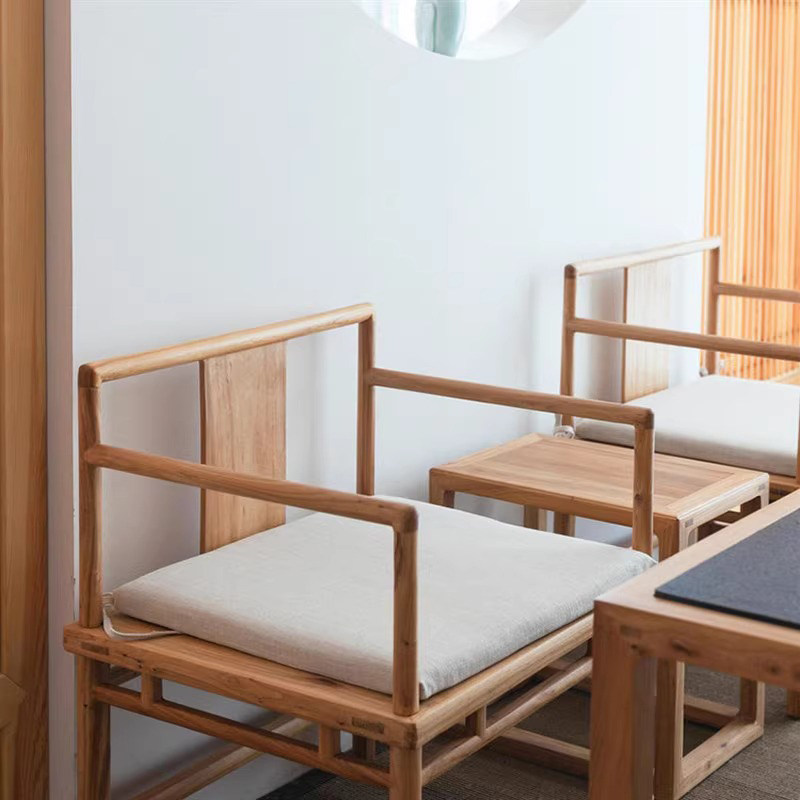 北方榆木新中式主人椅实木泡茶椅小禅椅茶楼会所椅官帽椅客人椅子