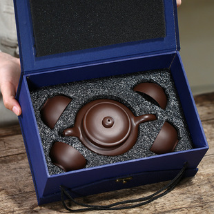 宜兴仿古紫砂壶大红袍茶壶logo礼品家用办公茶具整套泡茶壶礼盒