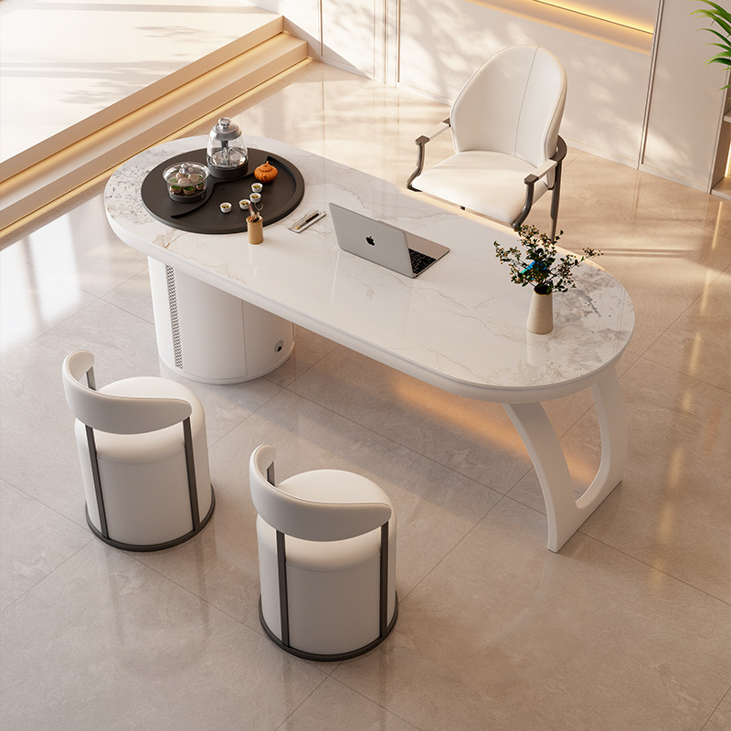 轻奢简约现代岩板茶桌椅组合办公室家用茶台一体茶几阳台泡茶桌