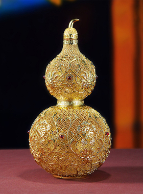 黄铜摆件《吉祥如意葫芦》玄关酒柜办公室装饰品乔迁开业装饰摆件