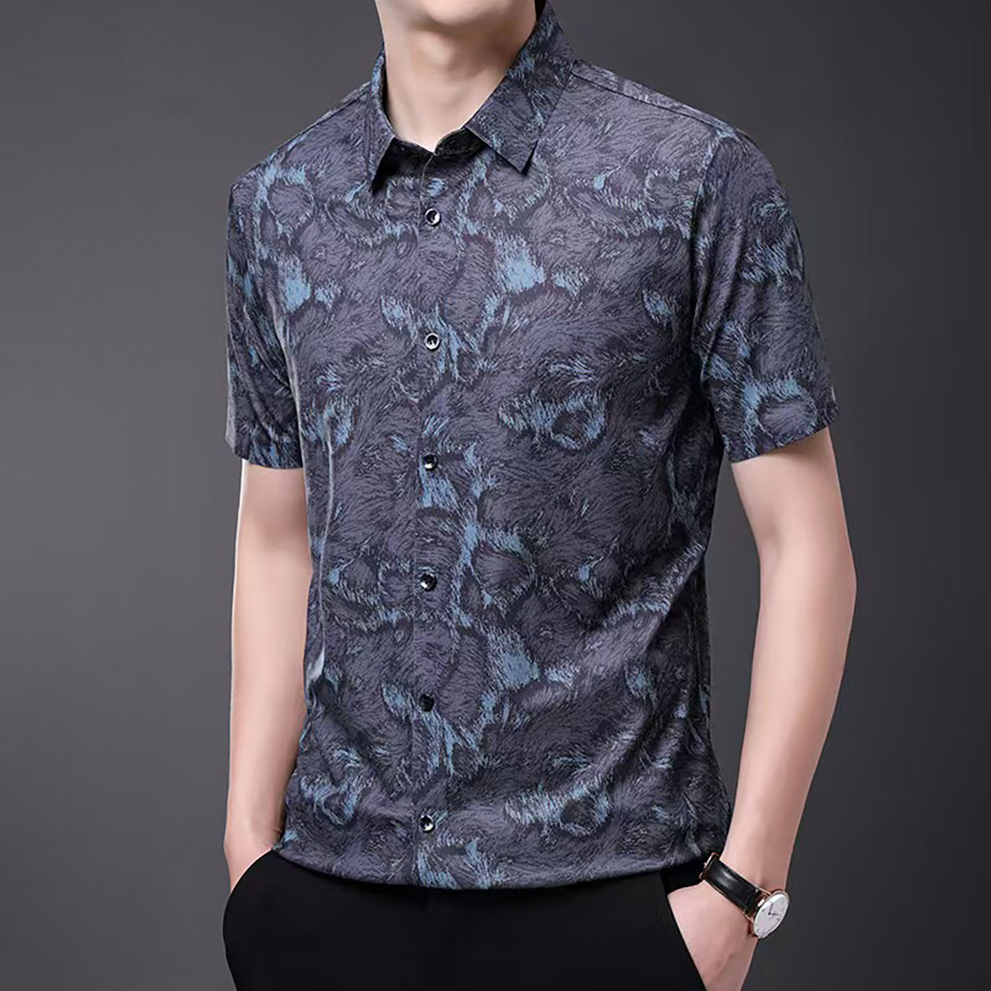夏季中老年男痞帅POLO短袖衬衫图片