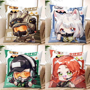 Q版三角洲行动GTI威龙骇爪红狼疾风周边毛绒抱枕二次元可爱靠枕垫
