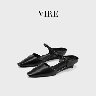 VIRE/166232款法式简约低跟凉鞋拖鞋女夏外穿2025新款平跟拖鞋