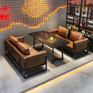 工业风酒馆酒吧卡座沙发清吧咖啡厅西餐厅音乐餐吧烧烤店桌椅组合
