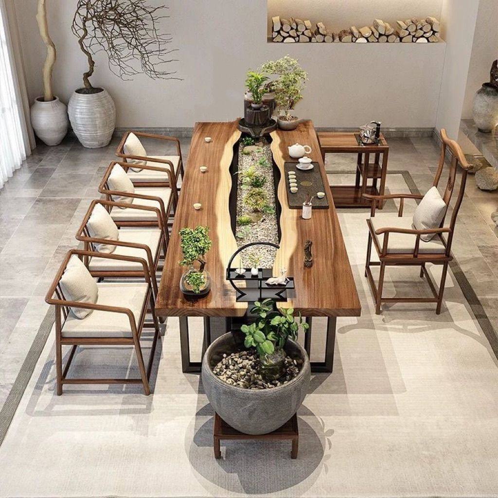 全流水茶台养鱼茶桌循环景观一体新中式实木泡茶桌曲水流觞桌椅,住宅家具,家用茶台/茶桌,淘宝优惠券,粉丝福利购,淘宝优惠卷