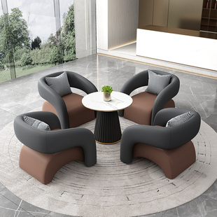 轻奢现代高端球房一桌四椅休息椅酒店大厅会客接待商务洽谈沙发椅