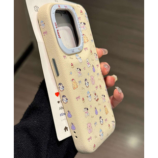 秋冬皮纹萌物适用苹果15promax手机壳女生iPhone16新款凯蒂猫jellycat可爱卡通14带挂绳kitty创意全包防摔套