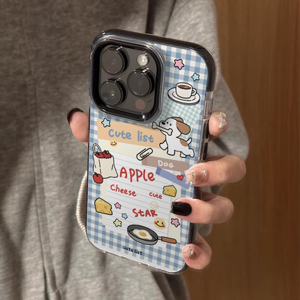 ins风便签小狗适用苹果手机壳16promax全包边防摔15pro可爱iPhone14小众高级感13创意卡通12女生11网红新款