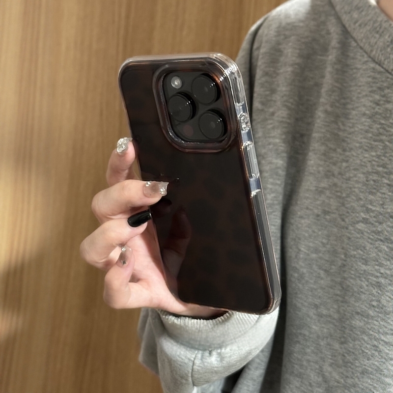 韩系风棕底黑晕染豹纹适用苹果