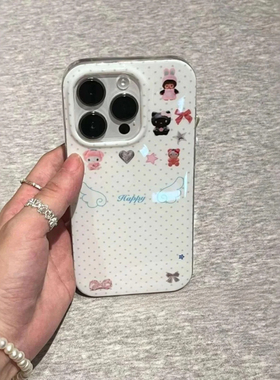 ins风简约白色波点翅膀kitty适用苹果手机壳16promax全包防摔15pro小众网红高级感iPhone14可爱女生13新款12