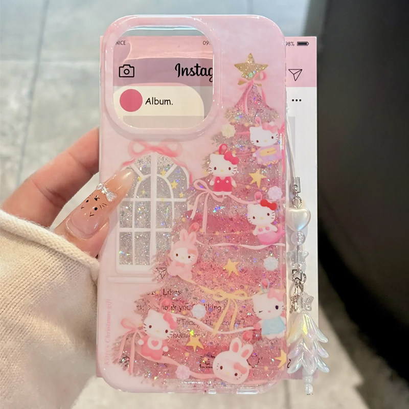 闪粉圣诞树kt手机壳双层高级感