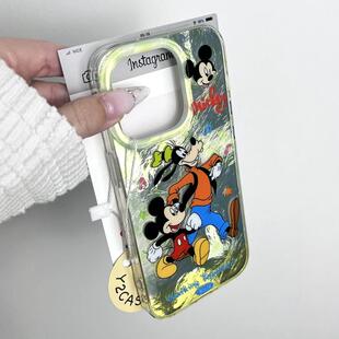 米老鼠和高飞适用苹果15promax韩系ins风高级感女生手机壳iPhone14pro全包防摔12创意新款11超火13可爱卡通