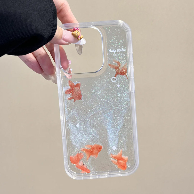 流沙闪粉金鱼闪闪发光适用苹果16promax新款iPhone15手链14简约高级感13promax女款奢华韩系ins风小众手机壳,3C数码配件,手机保护套/壳,淘宝优惠券,粉丝福利购,淘宝优惠卷