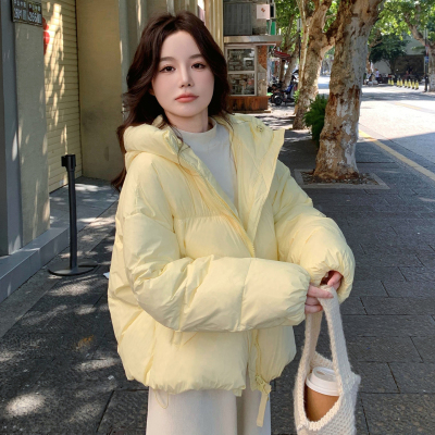 巨好看黄色短款羽绒服女冬外套