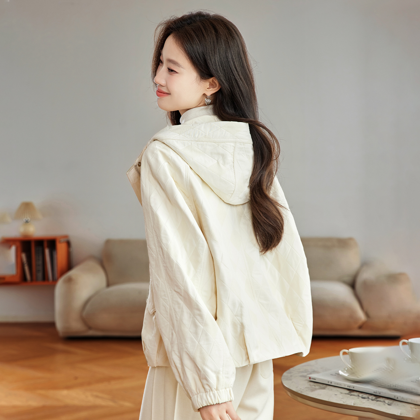 超好看菱格棉服夹棉轻薄棉衣外套