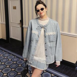 百搭套装 祝喜喜 牛仔拼接蕾丝短裙气质时尚 25年春款 汉普顿