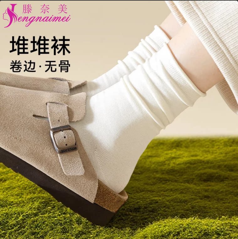 袜子女款纯棉中筒袜夏季薄款无骨抗起球抗菌防臭运动女士短袜