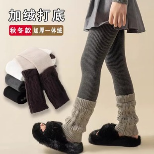堆堆袜女童打底裤秋冬季外穿加绒加厚女孩堆堆袜套裤子灰色连裤袜