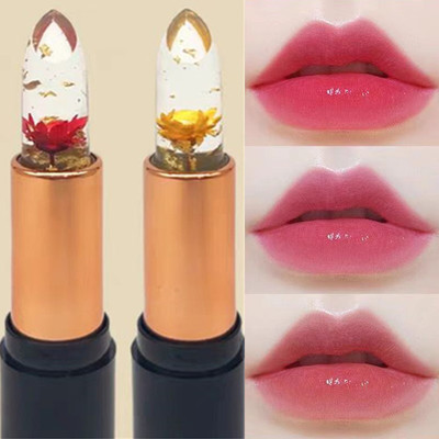 花瓣果冻变色口红不沾杯不掉色持久温变润唇膏女滋润保湿孕妇可用