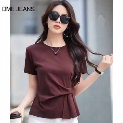 DME设计感短袖女纯色2025