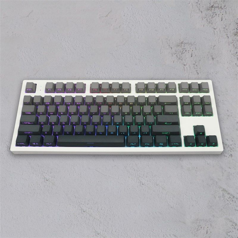 腹灵微尘mk870侧刻透光键帽oem高度pbt材质正刻字透渐变键盘定制