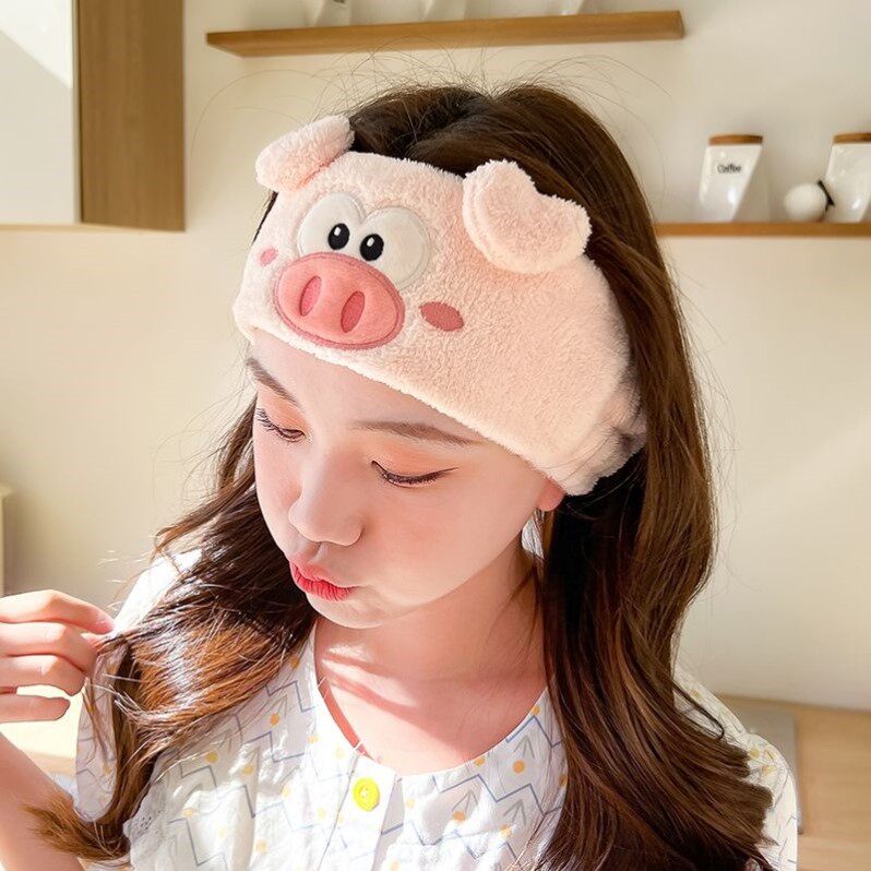 新款卡通动物小猪珊瑚绒束发带洗脸头饰发箍女敷面膜韩式可爱发带